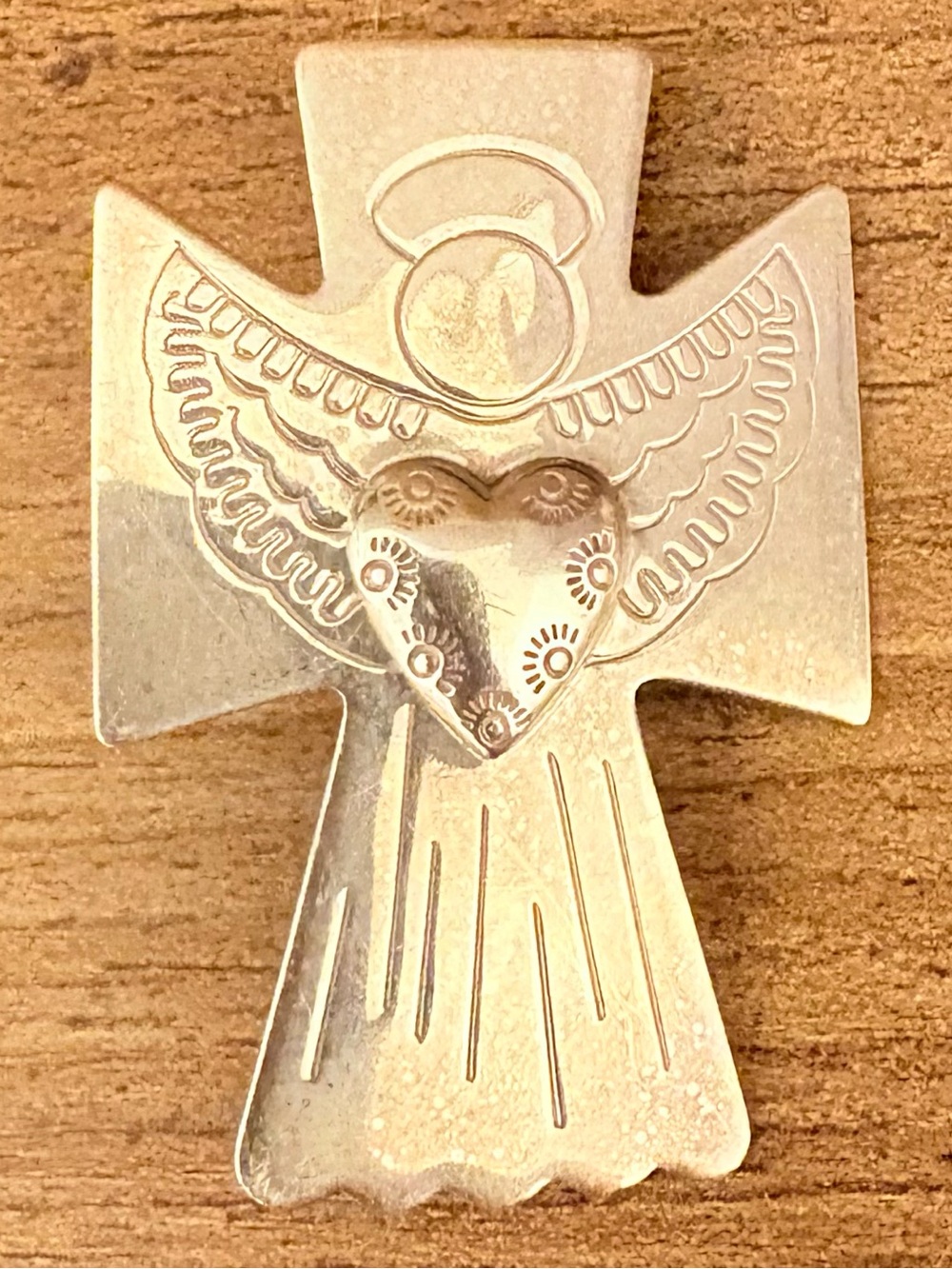 .925 Silver Vintage Brooch Pin Necklace CAROLYN POLLACK Angel